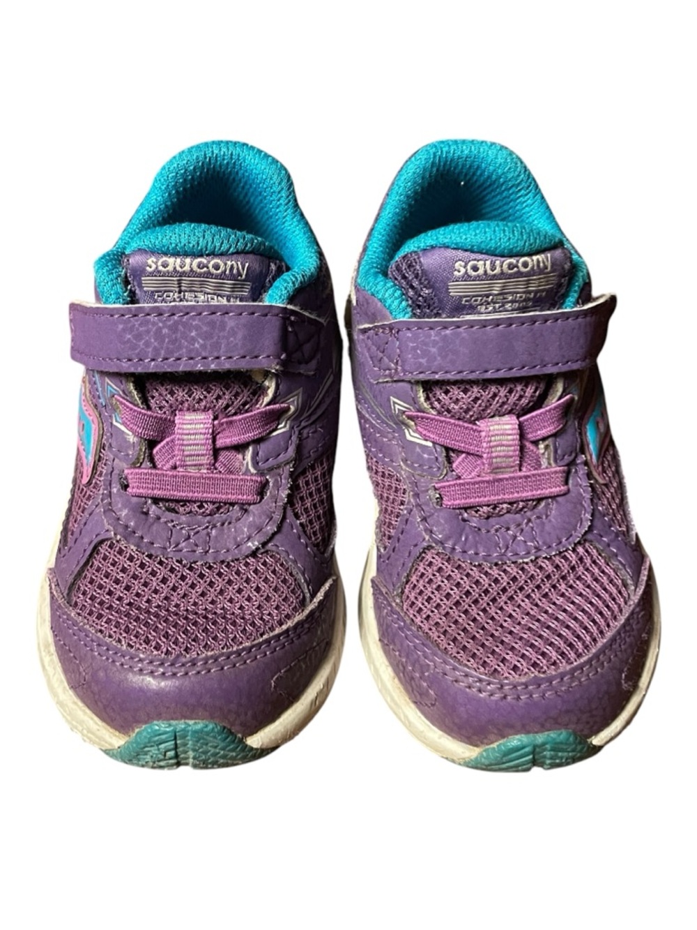 Saucony Kids Purple & Teal Velcro Athletic Sneakers 6 toddler
